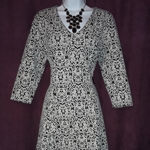Women's Off White and Black Casual  Dress